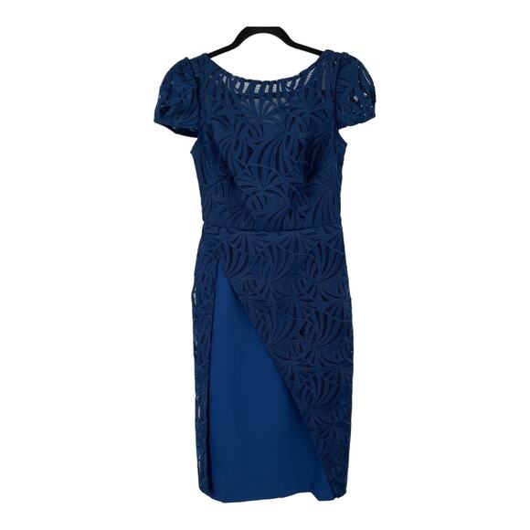 Kay Unger Dress  Zelda Lace mini blue size 2 - Picture 2 of 9